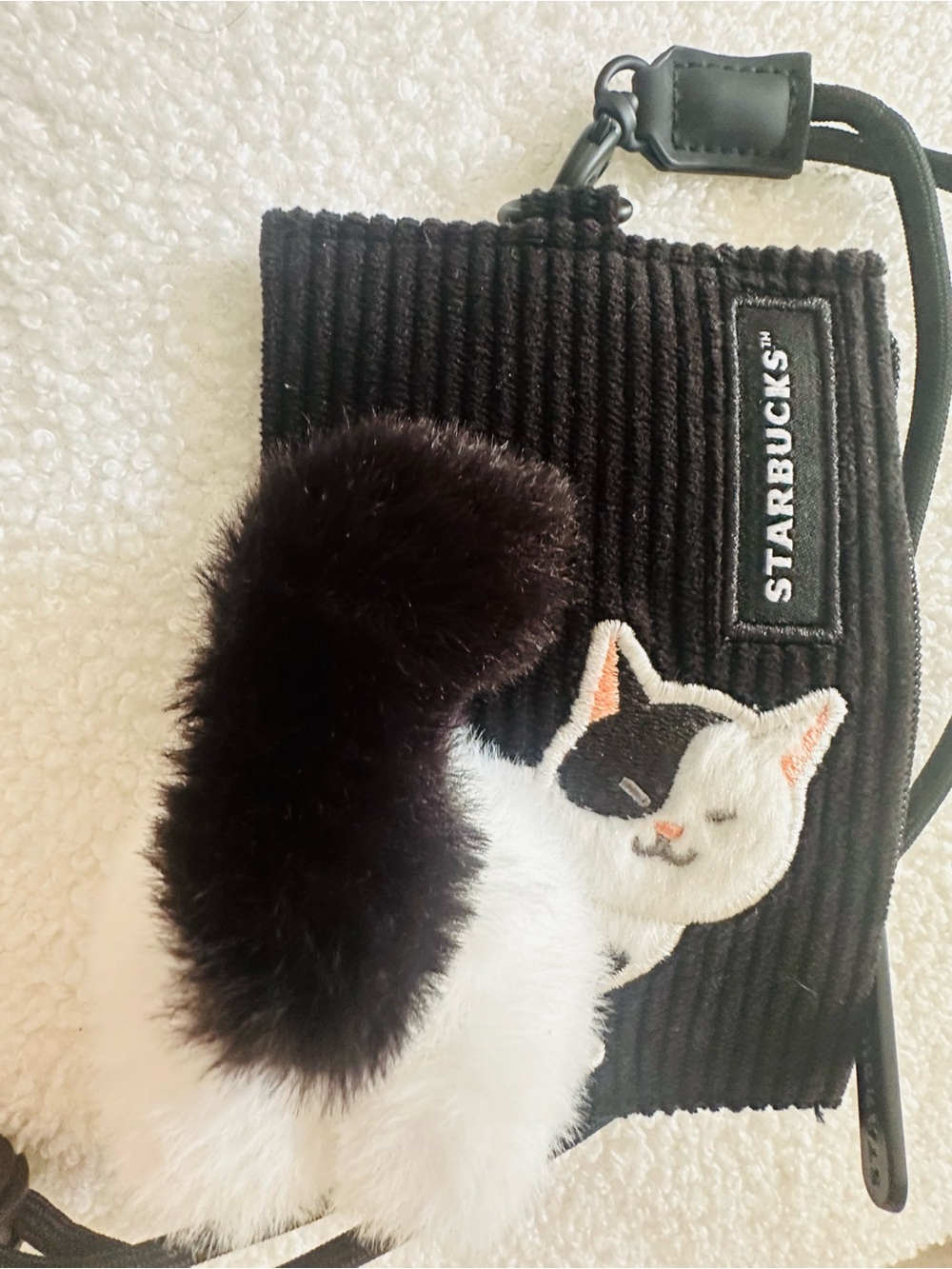 Starbucks Black Crossbody Bag with Plush Black-and-White Cat - Picture 4 of 8